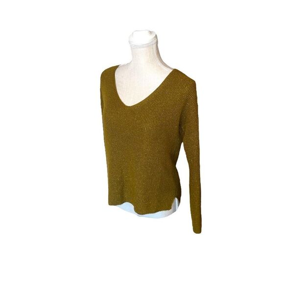 Massimo Dutti Green Gold V Neck Sweater - Picture 4 of 16